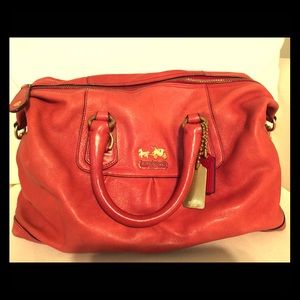 Coach Ashley Red Leather, 2-Way satchel purse.